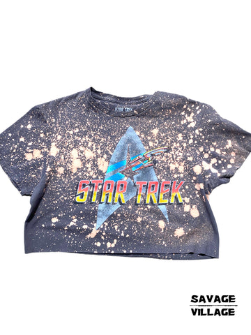 (M) Star Trek Galaxy // Acidwash Croptop